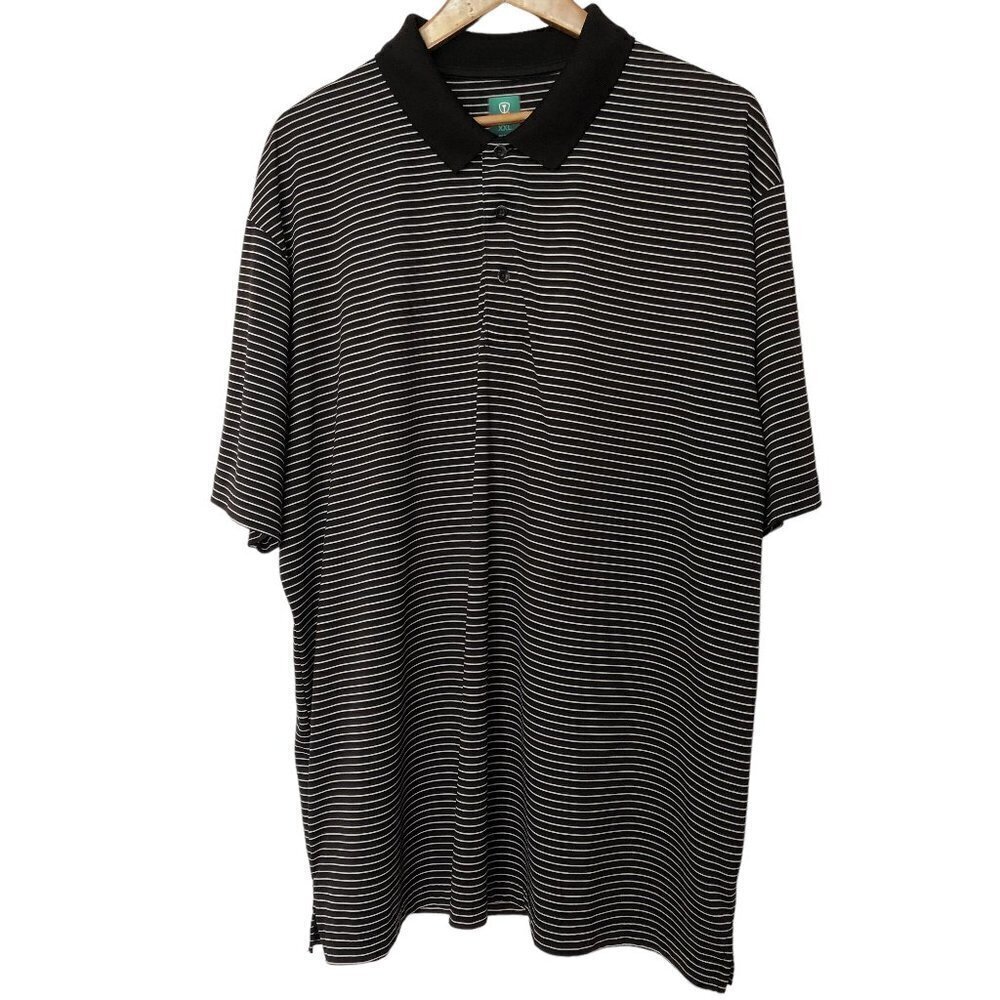 Pro Tour Polo Style Golf Shirt Size XXL Black and White Stripe EUC